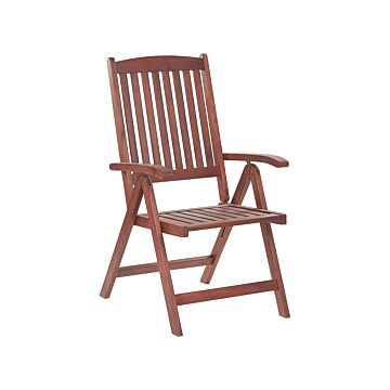 Garden Chair Acacia Wood Adjustable Foldable Outdoor Country Rustic Style Beliani