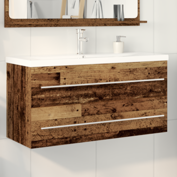 Vidaxl Bathroom Sink Cabinet With Built-in Basin Old Wood Engineered Wood
