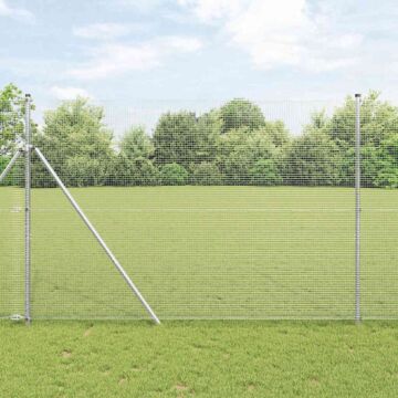 Vidaxl Welded Wire Fence With 13 Posts 1.5x50 M Galvanised Steel