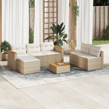 Vidaxl 5 Piece Garden Sofa Set With Cushions Beige Poly Rattan Acacia