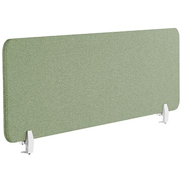 Desk Screen Green Pet Board Fabric Cover 160 X 40 Cm Acoustic Screen Modular Mounting Clamps Home Office Beliani