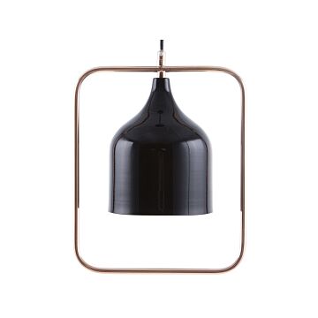 Ceiling Lamp Black Metal 121 Cm Pendant Copper Frame Industrial Beliani