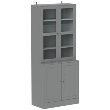 Homcom Double Storage Display Cabinet - Grey