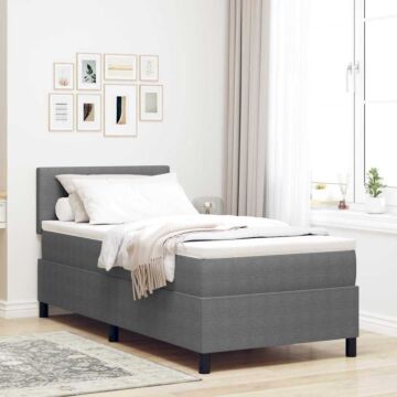 Vidaxl Box Spring Bed With Mattress Light Grey 80x200 Cm Corduroy Fabric