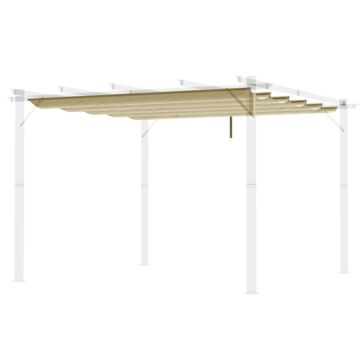 Outsunny Retractable Pergola Shade Cover, Replacement Canopy For 4 X 3 (m) Pergola, Retractable Roof, Beige