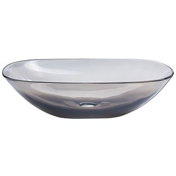 Countertop Wash Basin Black Solid Surface 340 X 360 Mm Semi-transparent Bathroom Sink Beliani