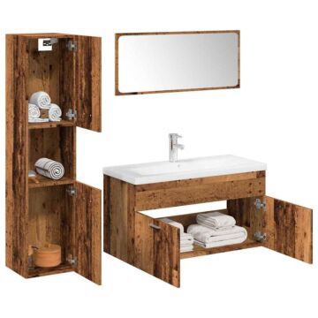 Vidaxl 5 Piece Bathroom Furniture Set Old Wood Engineered Wood