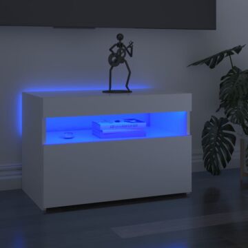 Vidaxl Tv Cabinet With Led Lights High Gloss White 60x35x40 Cm