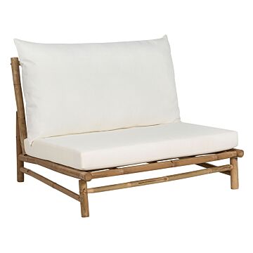 Low Chair Light Bamboo Wood Off-white Backrest Seat Cushions Slipper Design Indoor And Outdoor Modern Rustic Design