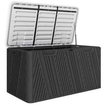 Outsunny 380l Waterproof Outdoor Storage Box, With Lockable Lid - Black