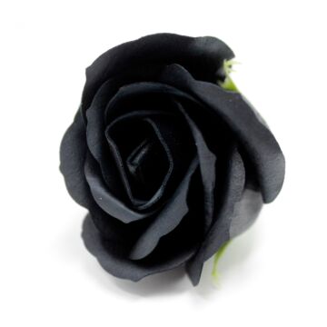Craft Soap Flowers - Med Rose - Black - Pack Of 10