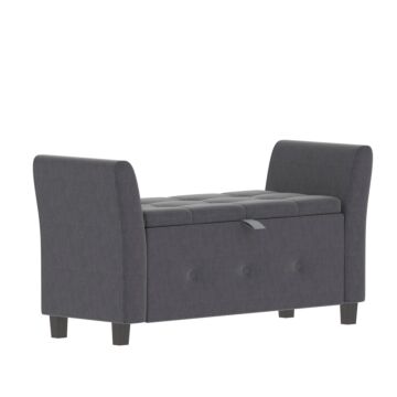 Vida Designs Seville Storage Ottoman, Dark Grey Linen