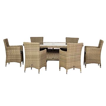 Wentworth 6 Seater Ellipse Carver Dining Set 200 X 145cm Table With 6 Carver Chairs Including Cushions