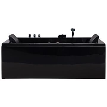 Bath Black Acrylic 183 X 90 Cm Right Hand Massage Jets Headrest Led Lights Beliani