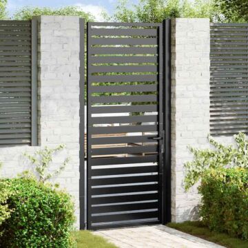 Vidaxl Garden Gate Lockable Black 100x200 Cm Aluminium