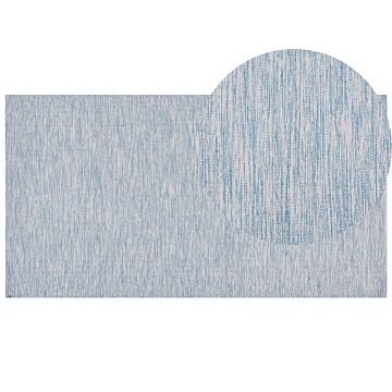 Rug Blue Cotton 80 X 150 Cm Rectangular Hand Woven Modern Minimalistic Beliani