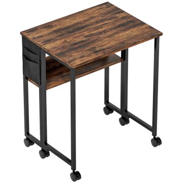 Homcom 63 Cm Drop Leaf Writing Work Desk - Rustic Brown