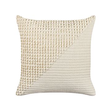 Decorative Cushion Beige And Cream 45 X 45 Cm Elegant Pattern Square Home Accessory Beliani