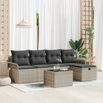 Vidaxl 6 Piece Garden Sofa Set With Cushions Light Grey Poly Rattan