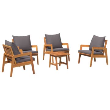 Vidaxl 5 Piece Bistro Set With Cushions Solid Wood Acacia