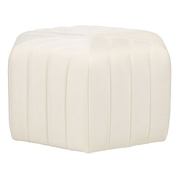 Pouffe Cream Velvet 53 X 48 X 29 Cm Upholstered Hexagonal Footstool Ottman Glamour Style Living Room Beliani