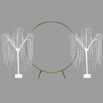 Wedding Moongate - Gold & 2 X Weeping Willow Tree 240cm Warm White