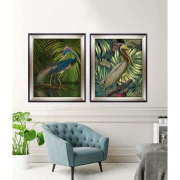 Jungled Water Bird Ii By Steve Hunziker - Framed Art