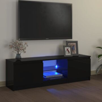 Vidaxl Tv Cabinet With Led Lights Black 120x30x35.5 Cm