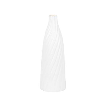 Decorative Vase White 45 Cm Terracotta Minimalist Modern Scandinavian Decor Beliani