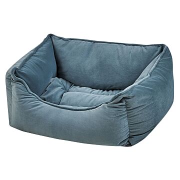 Pet Bed Blue Polyester 50 X 35 Cm Velvet Rectangular Dog Cat Soft Cuddler Cushion Living Room Bedroom Beliani