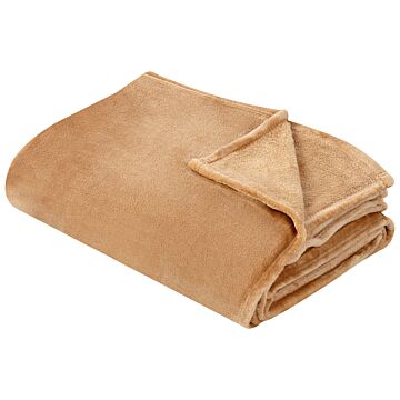 Blanket Sand Beige Polyester 150 X 200 Cm Soft Pile Bed Throw Cover Home Accessory Modern Design Beliani