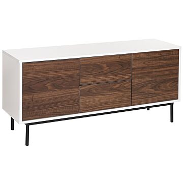 2 Door Sideboard Dark Wood With White Particle Board Drawers Cabinets With Shelves Modern Style Hallway Living Room Bedroom Storage Beliani