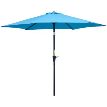 Outsunny 2.7m Patio Tilt Umbrella Sun Parasol Outdoor Garden Sun Shade Aluminium Frame With Crank（blue）