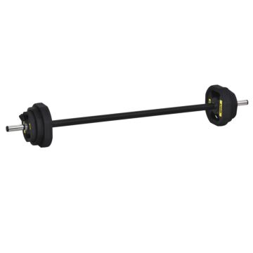 Homcom 20kgs Adjustable Barbell Set Plate Bar Clamp Rod Home Gym Sports Area Exercise Ergonomic Black