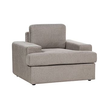 Armchair Taupe Fabric Upholstered Cushioned Thickly Padded Backrest Classic Living Room Couch Beliani