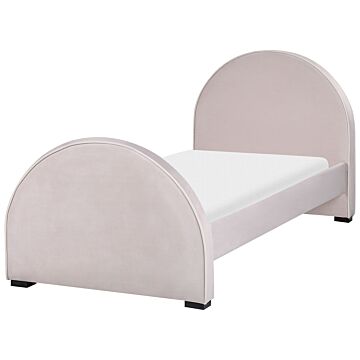 Bed Pink Velvet Upholstered Frame Headrest 3ft Eu Single Size Bedroom Kids Room Modern Traditional Beliani