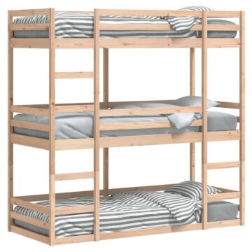 Vidaxl Triple Bunk Bed 80x200 Cm Solid Wood Pine