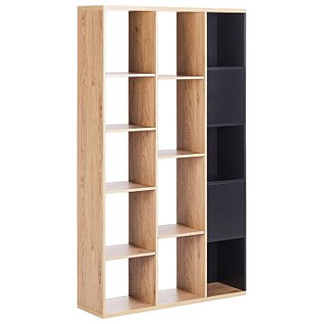 5-tier Bookcase Particle Board Black With Light Wood 99 X 26 X 175 Cm Shelving Unit Storage Display Unit Cabinet Living Room Bedroom Modern Minimalist Beliani