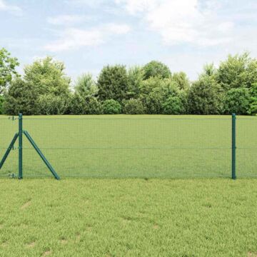 Vidaxl Welded Wire Fence With 13 Posts Green 0.4x100 M Steel