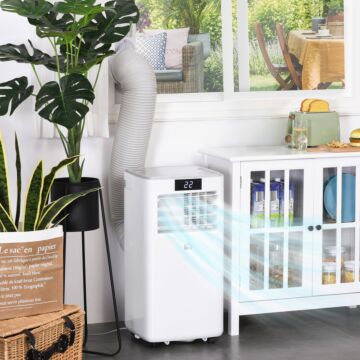 Homcom 8000 Btu 4-in-1 Compact Portable Mobile Air Conditioner Unit Cooling Dehumidifying Ventilating W/ Fan Remote Led Display 24 Hr Timer Auto Shut