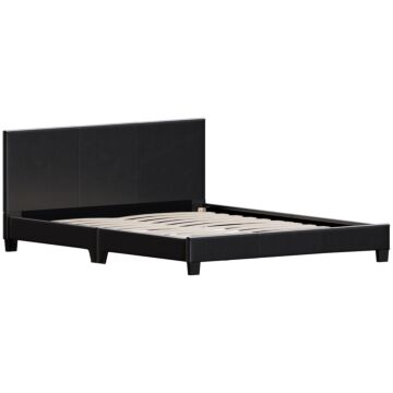 Vida Designs Lisbon King Size Faux Leather Bed, Black