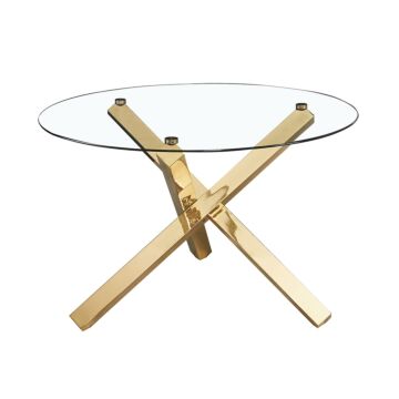 Capri Dining Table Glass Top With Gold Legs