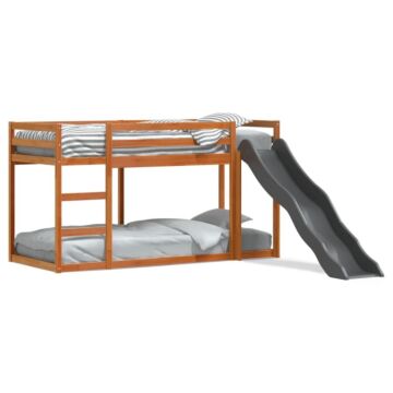 Vidaxl Bunk Bed With Slide And Ladder Wax Brown 80x200 Cm Solid Wood Pine