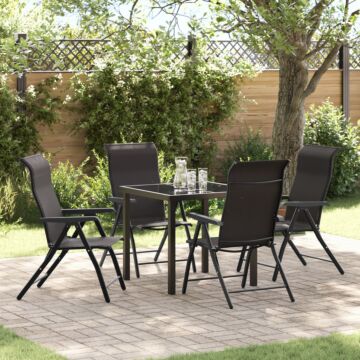 Vidaxl 5 Piece Garden Dining Set Black Poly Rattan