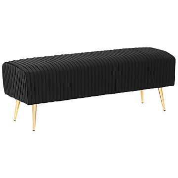 Bench Black Velvet Upholstered Gold Metal Legs 118 X 40 Cm Glamour Living Room Bedroom Hallway Beliani