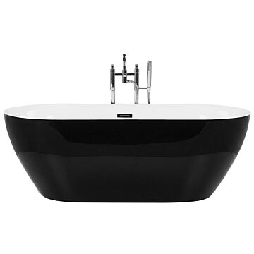 Freestanding Bath Glossy Black Sanitary Acrylic Single 170 X 80 Cm Oval Modern Design Beliani