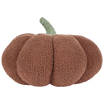 Pumpkin Cushion Brown Boucle ⌀ 35 Cm Throw Pillow Halloween Decor Stuffed Toy Beliani