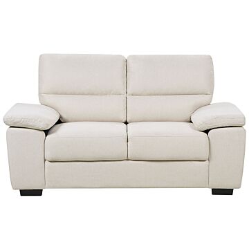 Fabric Sofa Light Beige 2 Seater Upholstered Couch Living Room Beliani