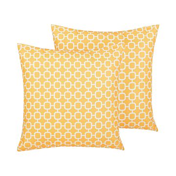 Set Of 2 Outdoor Pillows Cushions Yellow 40 X 40 Cm Zip Modern Beliani