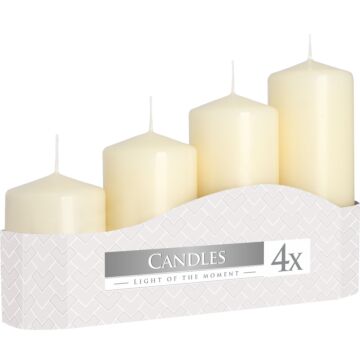 Set Of 4 Pillar Candles W5cm X H11/16/22/33cm - Ivory